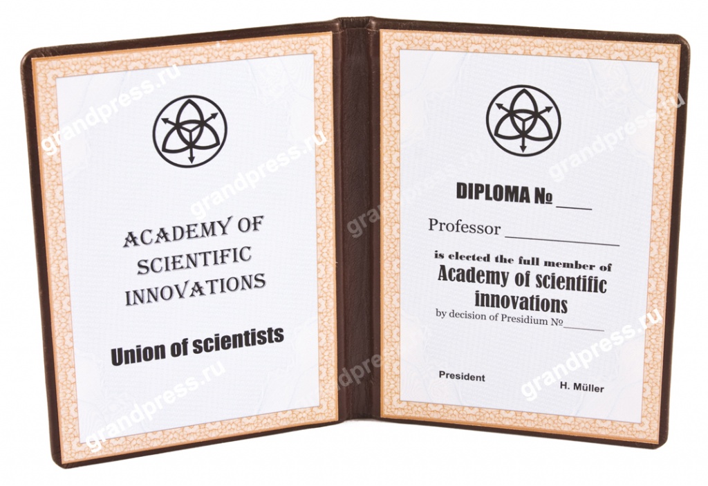 Международный диплом, вклейка с тангиром и рамкой.